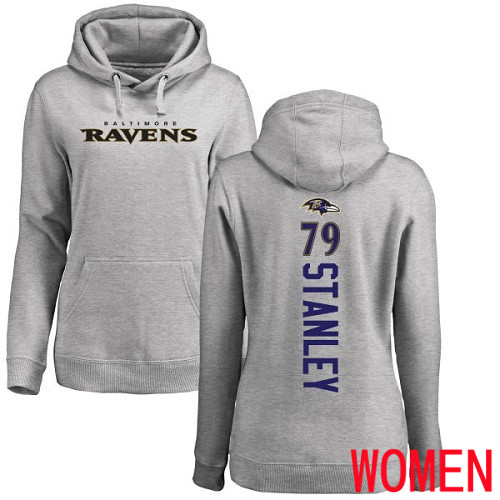 Baltimore Ravens Ash Women Ronnie Stanley Backer NFL Football #79 Pullover Hoodie Sweatshirt